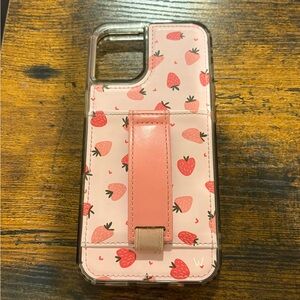 W Strawberry Design Phone Case with Kickstand - Pink